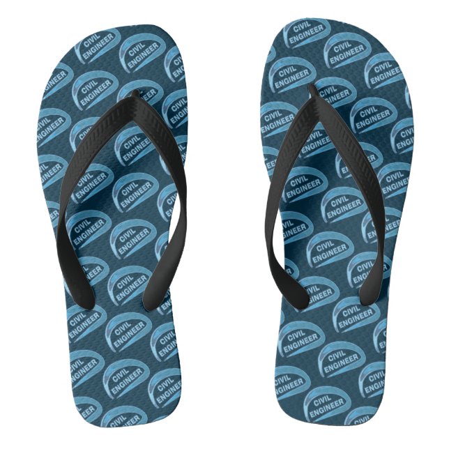 Blue Civil Engineer Flip Flops (Footbed)