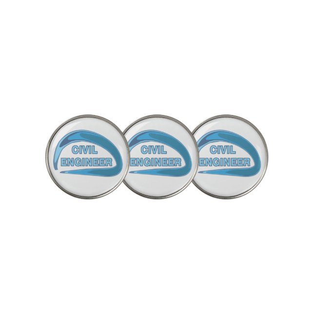Blue Civil Engineer Golf Ball Marker (3 Up)