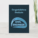 Blue Civil Engineer Graduation Card
