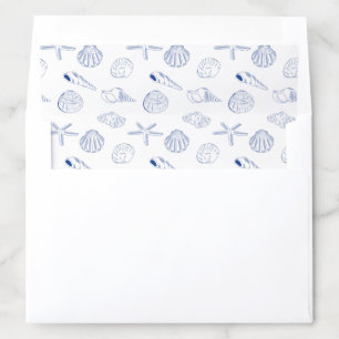 Blue Clam Seashells Coastal Seaside Beach Wedding Envelope Liner