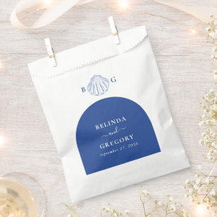 Blue Clam Seashells Coastal Seaside Beach Wedding Favor Bag