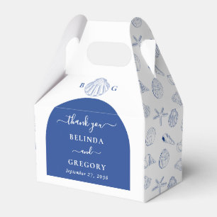 Blue Clam Seashells Coastal Seaside Beach Wedding Favor Boxes