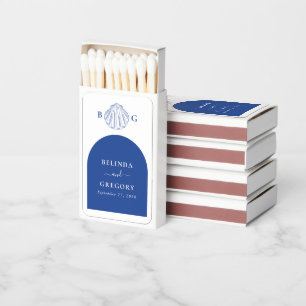 Blue Clam Seashells Coastal Seaside Beach Wedding Matchboxes
