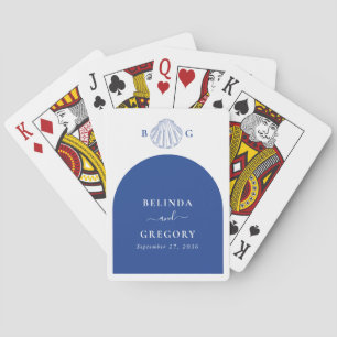 Blue Clam Seashells Coastal Seaside Beach Wedding Poker Cards
