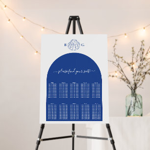 Blue Clam Seashells Coastal Wedding Seating Chart Foam Board
