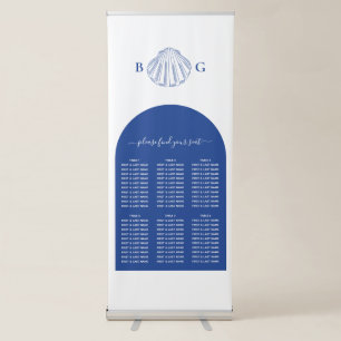 Blue Clam Seashells Coastal Wedding Seating Chart Retractable Banner