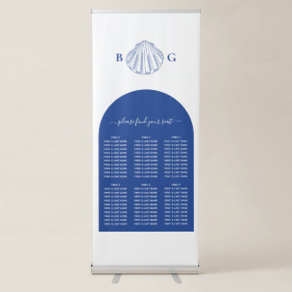 Blue Clam Seashells Coastal Wedding Seating Chart Retractable Banner