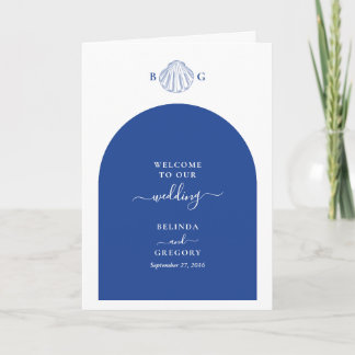 Blue Clam Seashells Wedding Order of Service Program