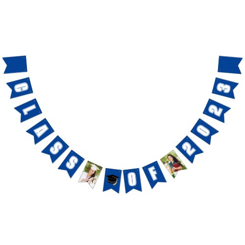 Blue Class of 2023 Graduate Photo Graduation Party Bunting Flags