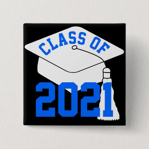 Blue Class of 2024 Grad Cap Button