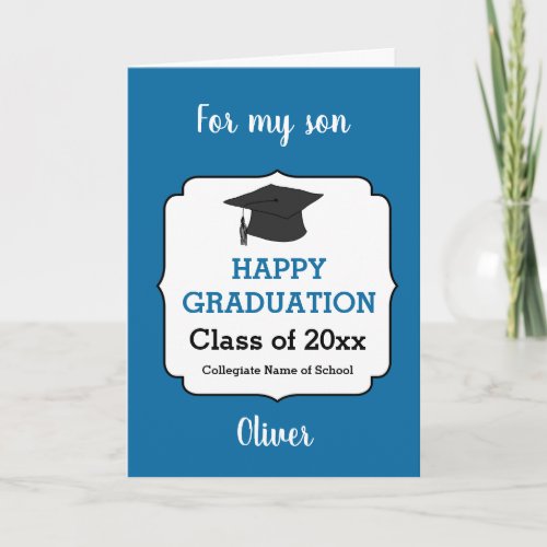 Blue Class of 2024 Graduate Congratulations Son Card