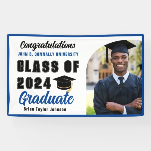 Blue Class of 2024 Graduation Party Graduate Photo Banner