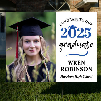 Blue Class of 2025 Double Sided Graduation Photo Sign