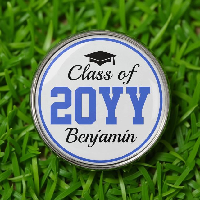 Blue Class of 2025 Personalized Graduation Golf Ball Marker (Creator Uploaded)