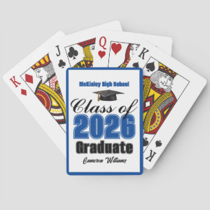 Blue Class of 2026 Custom Graduation Party Poker Cards
