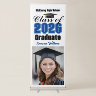 Blue Class of 2026 Graduate Photo Graduation Retractable Banner