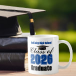 Blue Class of 2026 Graduation Keepsake Coffee Mug<br><div class="desc">Customize your own blue high school Class of 2026 graduate keepsake mug for a graduation party. Cool varsity letters for the year on a great custom commemorative gift for seniors. Classic keepsake with your student photograph.</div>