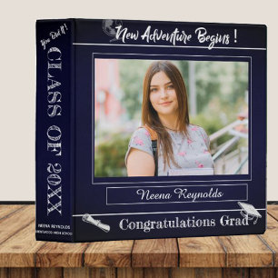 Blue Class of 2026 Graduation Memories Photo 3 Ring Binder