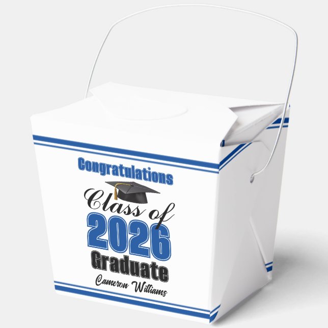 Blue Class of 2026 Graduation Party Fortune Favor Boxes (Front)