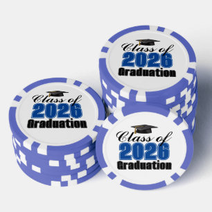 Blue Class of 2026 Graduation Party Poker Chips