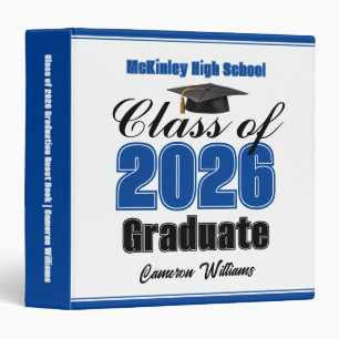 Blue Class of 2026 Graduation Photo Album 3 Ring Binder