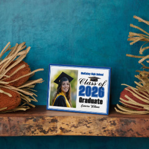 Blue Class of 2026 Graduation Photo Plaque
