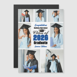 Blue Class of 2026 Photo Collage Graduation Magnet