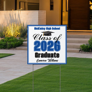 Blue Class of 2026 Small Graduation Yard Sign