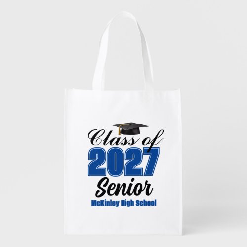 Blue Class of 2027 Senior Custom High School Grocery Bag