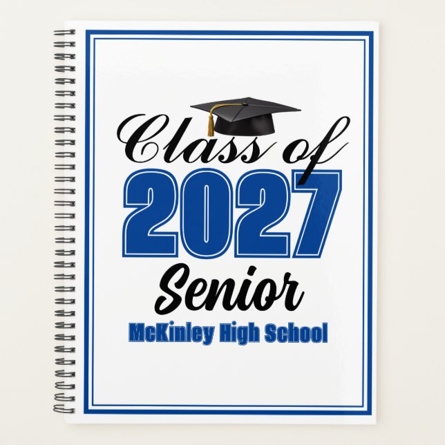 Blue Class of 2027 Senior Custom High School Planner (Front)