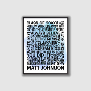 Blue Class of 20xx Graduation Poster for Him