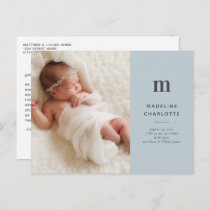 Blue Classic Boys Photo Birth Announcement Postcard