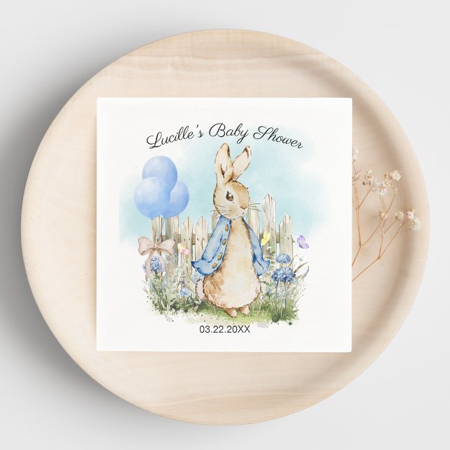 Blue Classic Bunny Peter Baby Shower Paper Napkins (Creator Uploaded)