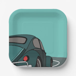 Blue Classic Car Birthday Paper Plates