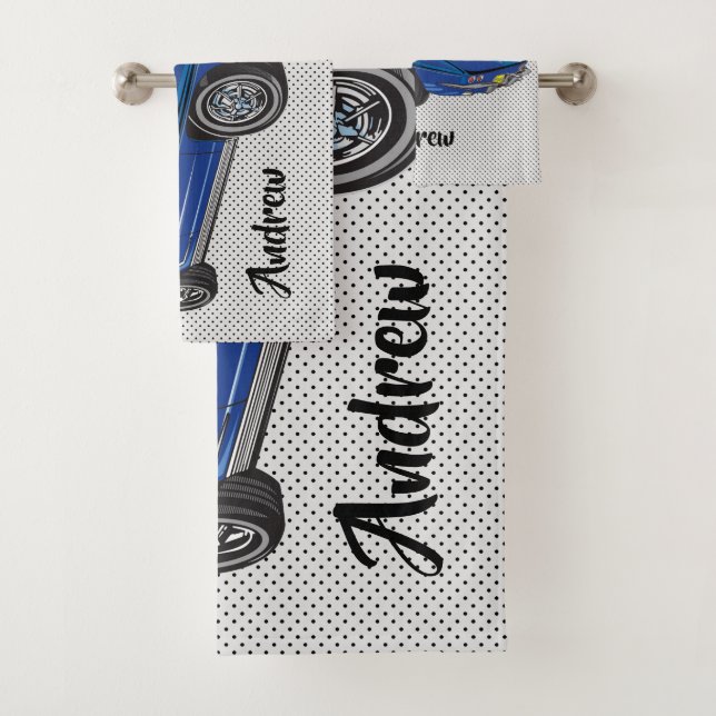 Blue Classic Corvette  Design Bath Towel Set (Insitu)