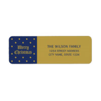 Blue Classic Decorative Merry Christmas Address Label