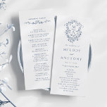 Blue Classic Floral Crest Wedding Ceremony Program<br><div class="desc">This wedding ceremony program features a Victorian French floral crest with monograms and wedding party details on the back. For more advanced customization of this design,  please click the DESIGN TOOL BUTTON. Matching items are also available.</div>