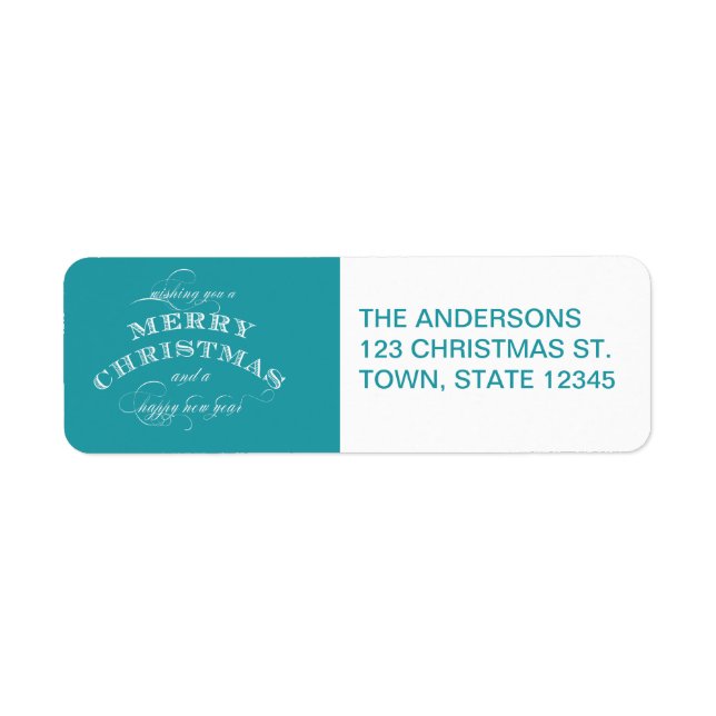 BLUE CLASSIC MERRY CHRISTMAS RETURN ADDRESS LABEL (Front)