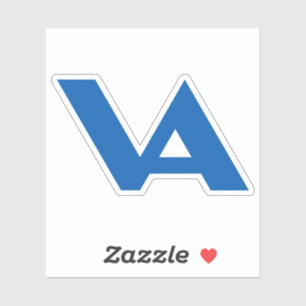 Blue Classic Minimal Letter VA Monogram Sticker
