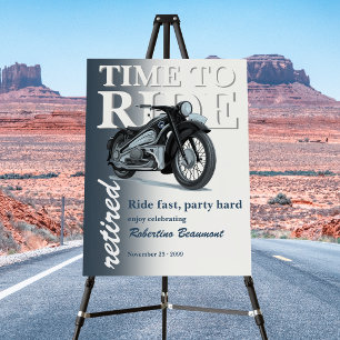 Blue Classic Motorbike Ride Fast Retirement Party Foam Board