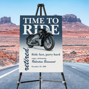 Blue Classic Motorbike Ride Fast Retirement Party Foam Board