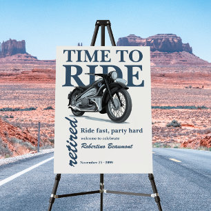 Blue Classic Motorbike Ride Fast Retirement Party Foam Board