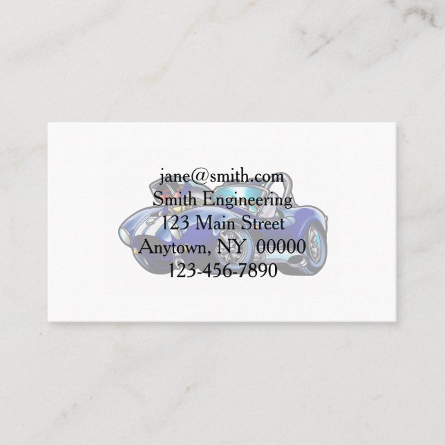 Blue classic muscle car |Choose background color Business Card (Front)