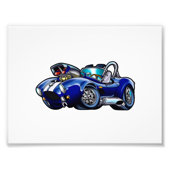 Blue classic muscle car |Choose background color Photo Print (Front)