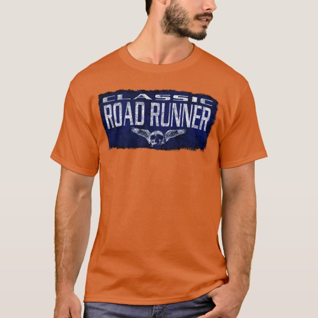 Blue Classic Road Runner Winged Skull Eroded Panel T-Shirt (Front)