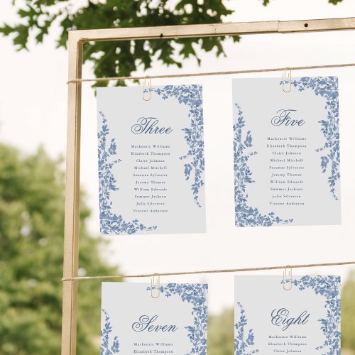 Blue Classic Seating Chart Card Vintage Floral 