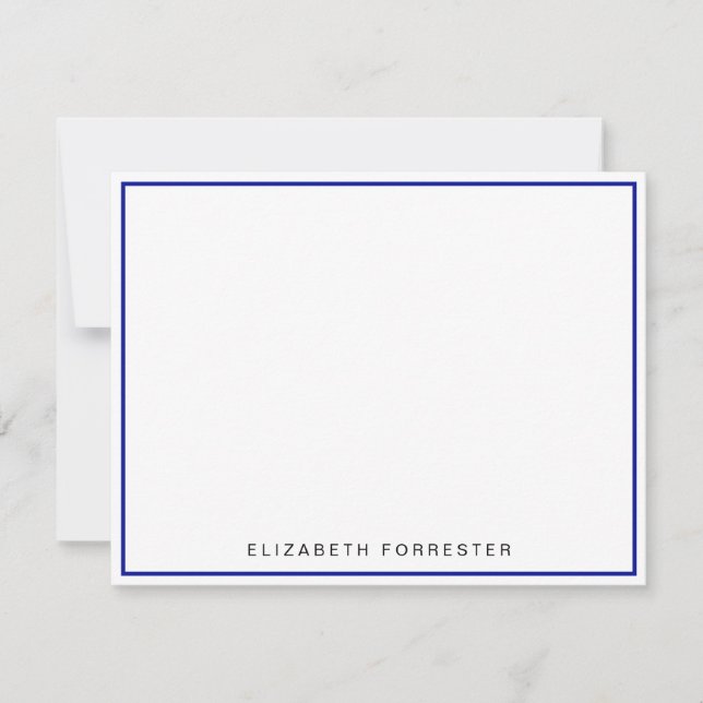 Blue Classic Single Border     Note Card (Front)