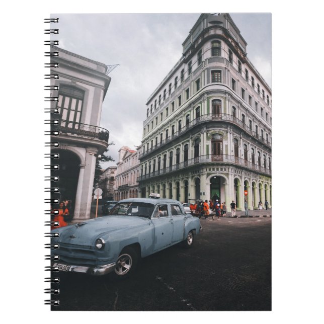 Blue Classic Vintage Car Cityscape          Notebook (Front)