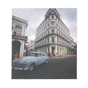 Blue Classic Vintage Car Cityscape Notepad