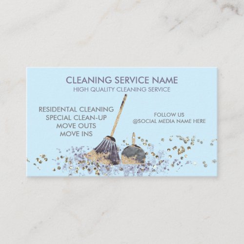 Blue Classy Dirty Janitorial Cleaning Service Business Card